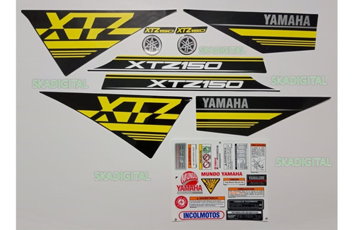 Kit Completo De Calcomanías Xtz 150 2023+ Advertencia