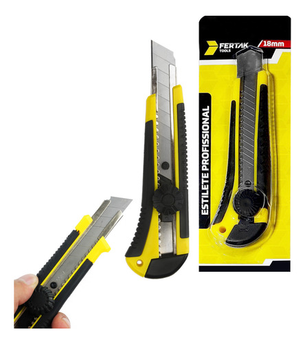 Kit 10 Estilete Profissional Lâmina 18mm Com Trava Atacado