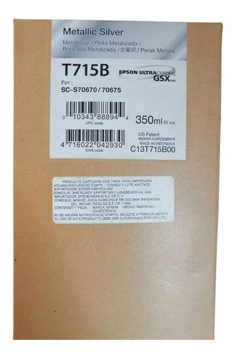 Cartucho De Tinta Epson T715b Silver Metallic Para Sc-s70670