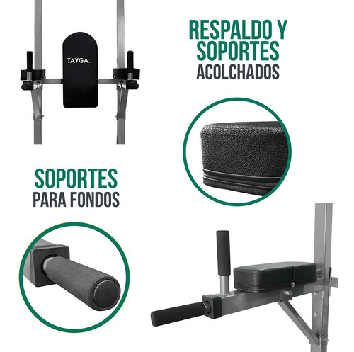 Torre Poder Pull Ups Dominadas Fondos Abdominales Tayga Color Gris