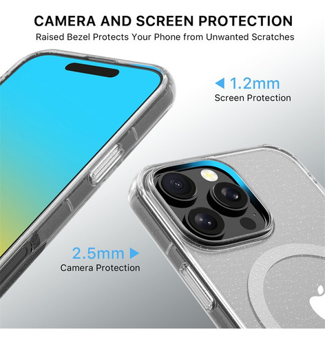 Funda Para Iphone 16 Pro Transparente Glitter Mybat Transparente Funda Magsafe Mybat Pro Savvy Seriee Iphone 16 Pro- Altamente Transparente Transparente / Transparente Transparente