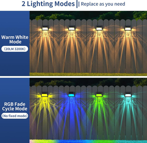 Luces Solares Para Cubierta De Valla, Led Impermeables Para