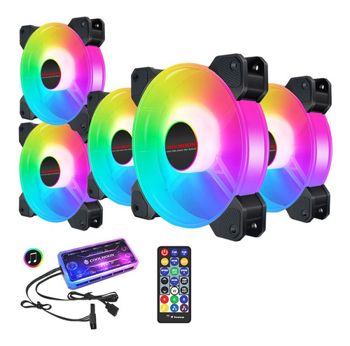 Kit 5 Ventiladores Rgb 120mm Radiador Con Aura Sync -yh5p