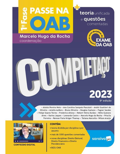 Passe Na Oab 1ª Fase - Completaço - Teoria Unificada - 9ª Edição 2023, De Marcelo Hugo Da Rocha. Editora Saraiva Jur, Capa Mole, Edição 9 Em Português, 2022