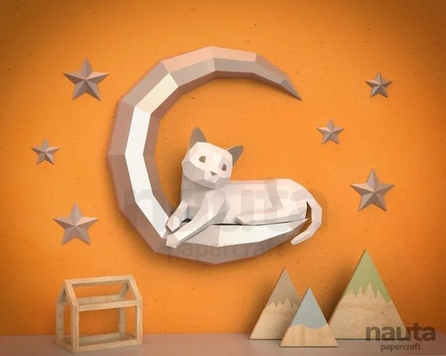 Gato En La Luna - Paper Craft Papercraft Papel Pdf