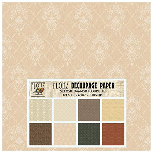 Paquete De Papel Para Decoupage (24 Hojas, 6 X 6), Damask Fl