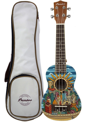 Ukelele Soprano Diseño Bamboo Profesional Sapele + Funda