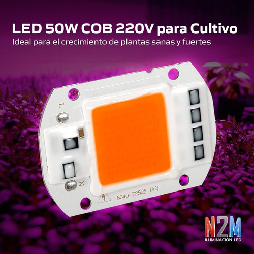 Placa De Cultivo Led 50w Cob 220v Crecimiento Plantas