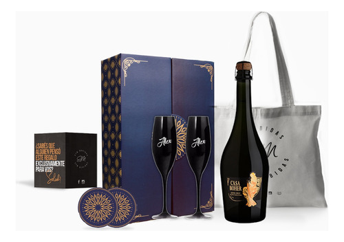 Box Champagne Casa Boher Copas Negras Grabadas