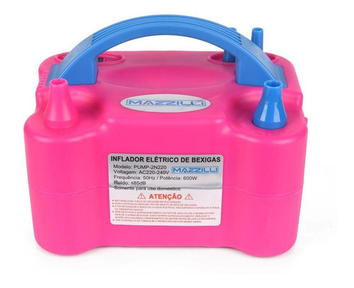 Inflador Compressor De Baloes 2 Bicos Rosa 220