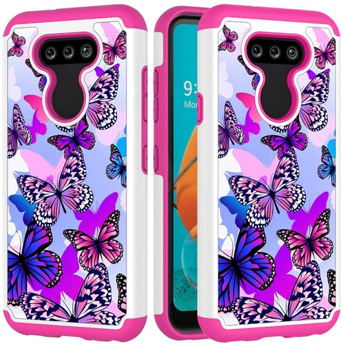 Funda Para LG K31, Rosa/mariposa/resistente/rigida