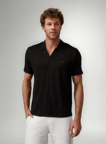 Polo Cotton Linen Negro Calvin Klein