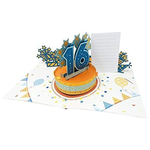 Tarjeta Pop Up Wow De 16 Cumpleaños Número De Edad Pe...