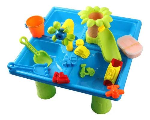 Mesa De Agua Y Arena Con Árbol De 4 Niveles | Incluye Rueda Y Accesorios | Para Niños 3-8 Años | Juguete De Exterior