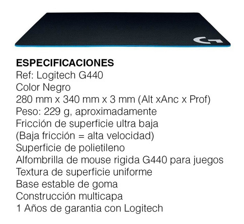 Imagen 7 de 7 de Mouse Pad Logitech G440 Hard Gaming Pad Mouse