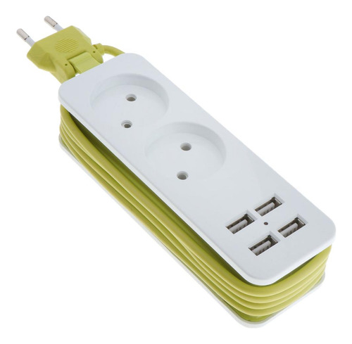 Eu Plug Extension Soquete Tomada Hub Strip 6 Portas Com 4