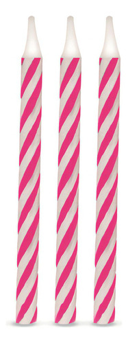 Vela Aniversário Palitinho Espiral Pink E Branco - 16 Unid