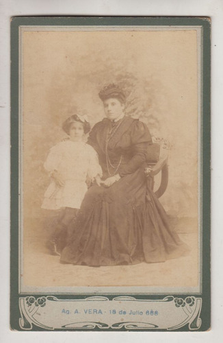 1907 Fotografia Cabinet Dama Y Niña Agosto Vera Montevideo