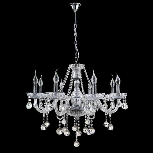 Lustre Candelabro Pendente Anatoly Transparente 8 Braços Ø70