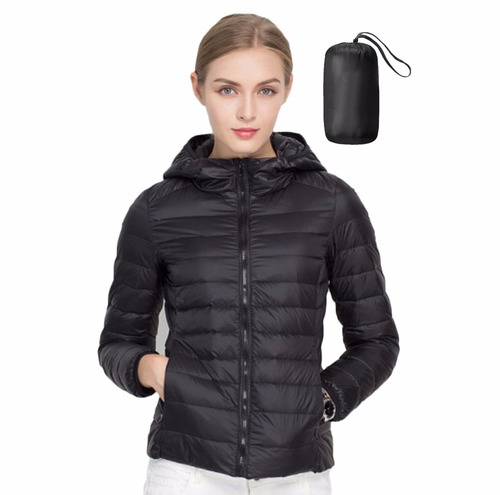 Señora plumón chaqueta plumifero invierno negro chaqueta ecológica Tex