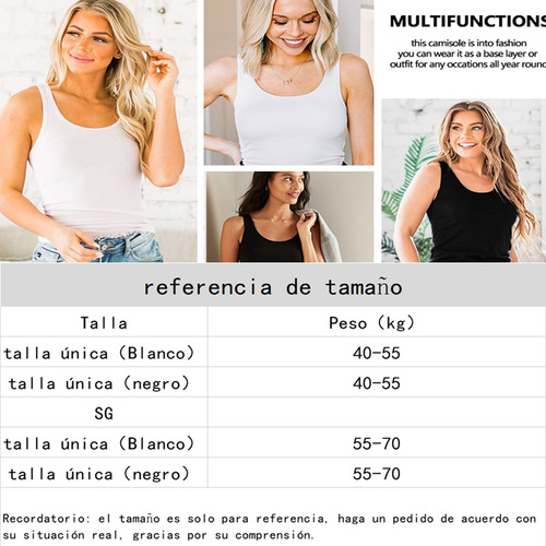 Pack 4 Piezas Camiseta Tank Top Dama Lisa Algodón