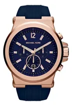 Comprar Reloj pulsera Michael Kors MK8295 con correa de silicona color azul - bisel oro rosa