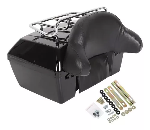 Caja Para 2 Cascos Trasera Baul Moto Luz Led 43l Roda Negra