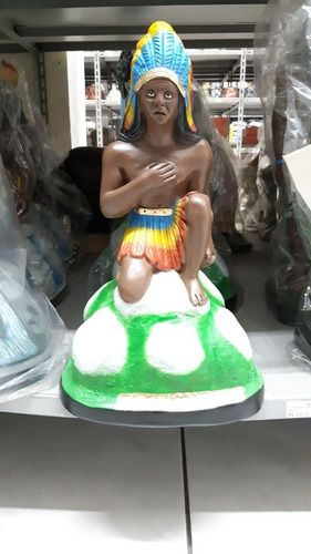 Imagem Caboclo Sete Pedreiras 20 Cm Gesso Resinado Umbanda Cor Único