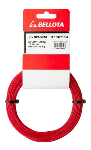 Nylon Cortacesped Rojo X 15 Metros 2,7 Mm Redondo