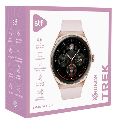 Smartwatch Reloj Inteligente Stf Kronos Trek 1.38 Rosa Mesh Rosa Rosa