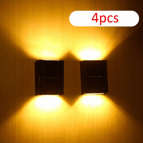 4pcs Luces Solares Patio Apliques De Pared 4led, 2 Colores