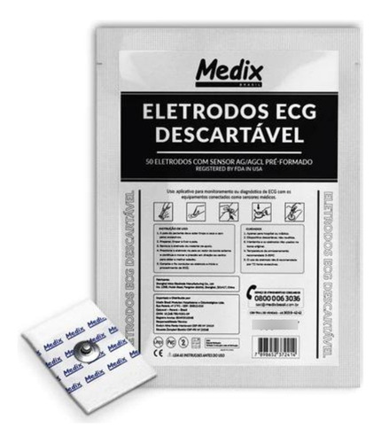 Eletrodo Descartável Adulto Ecg 50 Unidades - Medix