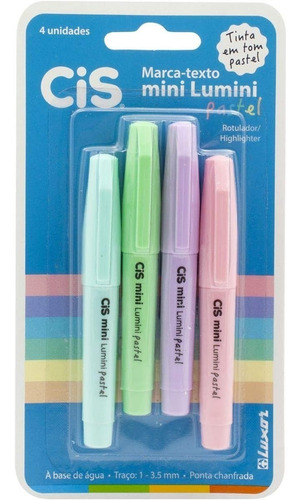Imagem 1 de 1 de Caneta Marca Texto Cis Lumini Mini Pastel C/04
