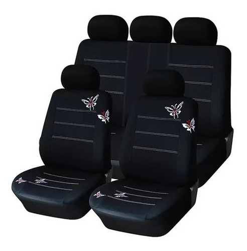 Funda Cubre Asiento Auto Para Mujer 9pieza Negro Mariposas