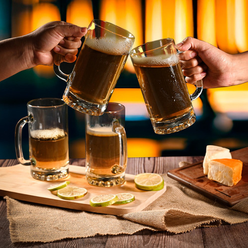 Juego 4 Tarros Cerveceros Lisos Clasicos Para Cerveza 474 Ml