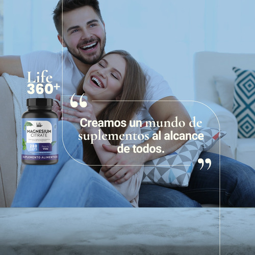 Imagen 8 de 9 de Suplemento Citrato Magnesio Life 360+ 280 Cápsulas Sabor Neutro