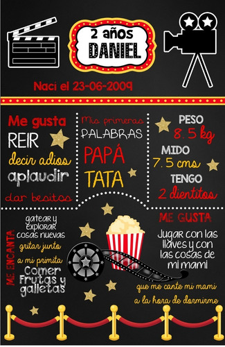 Pizarra Poster Cine Editable