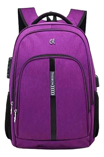 Mochila Executiva Notebook Reforçada Usb Fone C/ Cadeado Top Cor Roxo