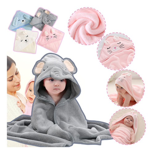 Toalla Para Bebe Animales Niños Divertidos Franela Frazada