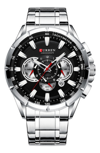 Reloj Con Esfera Negra Plateada Curren 8363 Para Hombre Homb