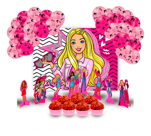 Kit Festa Completo 134pçs Decoração Barbie Aniversário Evnts