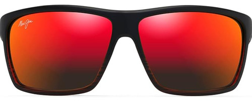 Gafas De Sol Polarizadas Alenuihaha De Maui Jim Para Hombres Y Mujeres - Color Rayas Borgoña/hawaii Lava