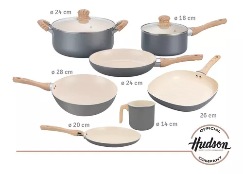 Set De Ollas Cocina Hudson Gris Con Antiadherente 9 Piezas