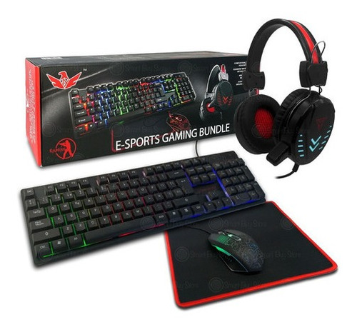 Kit Gamer Teclado + Mouse + Audifono Con Luces / Pad Mouse 