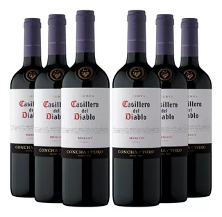 Kit 6 Vinhos Casillero Del Diablo Reserva Merlot, 750ml