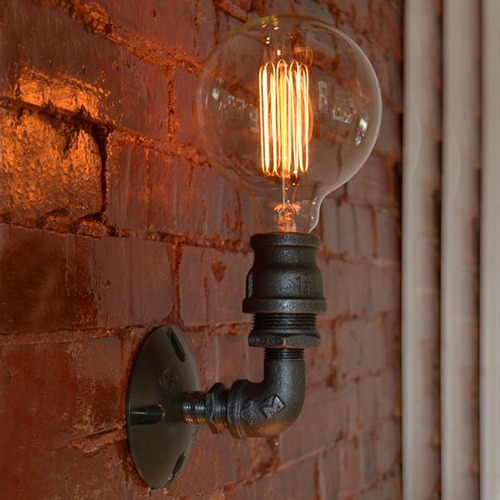 Lámpara De Pared Industrial Vintage Caño Galvanizado Ilp-18