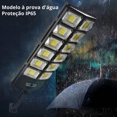 Luminária Solar Holofote Poste Refletor 504 Led 600w Potente Estrutura Preto