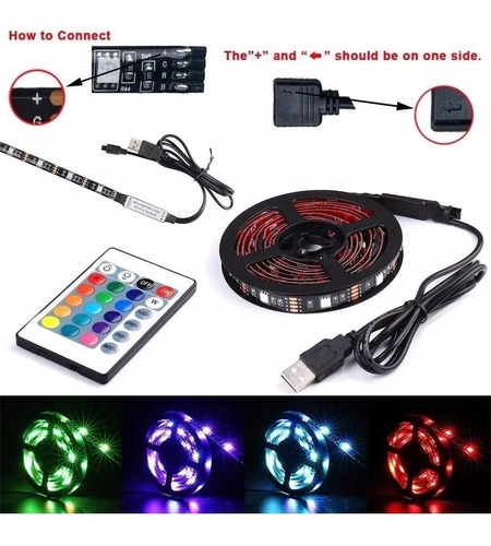 Tira Luces Led Rgb 5050 Usb 2mts Decoracion Tv Gamer Pc