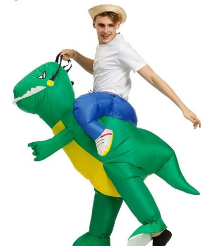 Imagen 2 de 6 de Disfraz Inflable Dinosaurio Adultos Fiesta Halloween