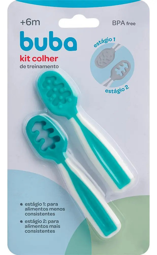 Kit Colher Buba Infantil Bebe 2 Peças 2 Estágios Sem Bpa